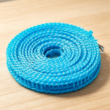 Blue Nylon Windproof Grid Clothesline with Hooks