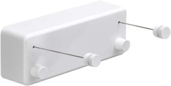 White ABS+Aluminum Retractable Clothesline Double Rope Wall Mount